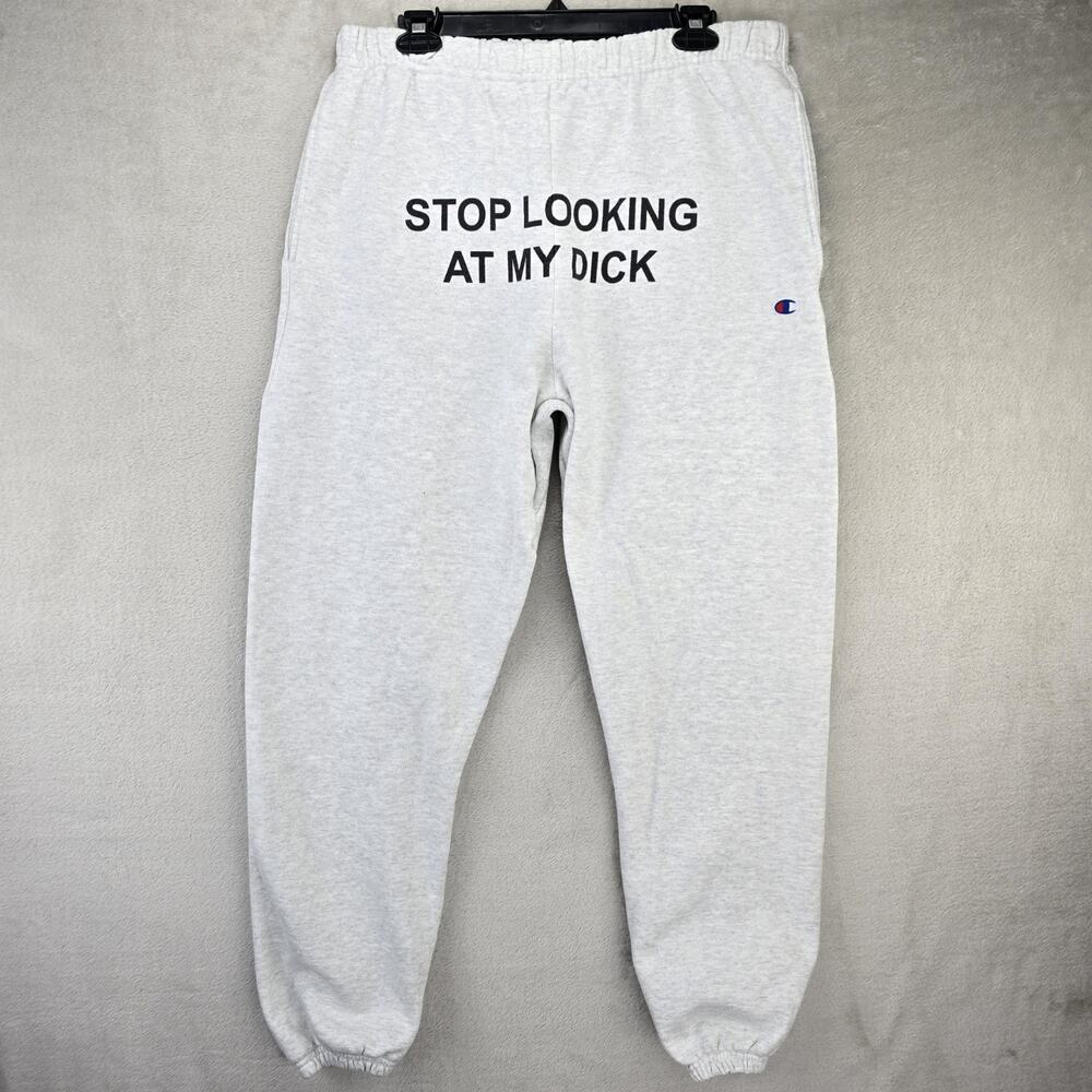 Champion x PizzaSlime Reverse Weave Sweatpants Mens Large Stop Looking At My D